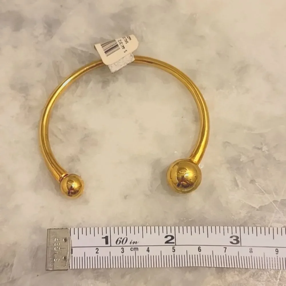 NWT Ann Taylor Torque Globe Sphere Ball Gold Brass Cuff Boho Bracelet Bangle - Picture 3 of 3